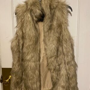 Faux Fur Vest in Tan